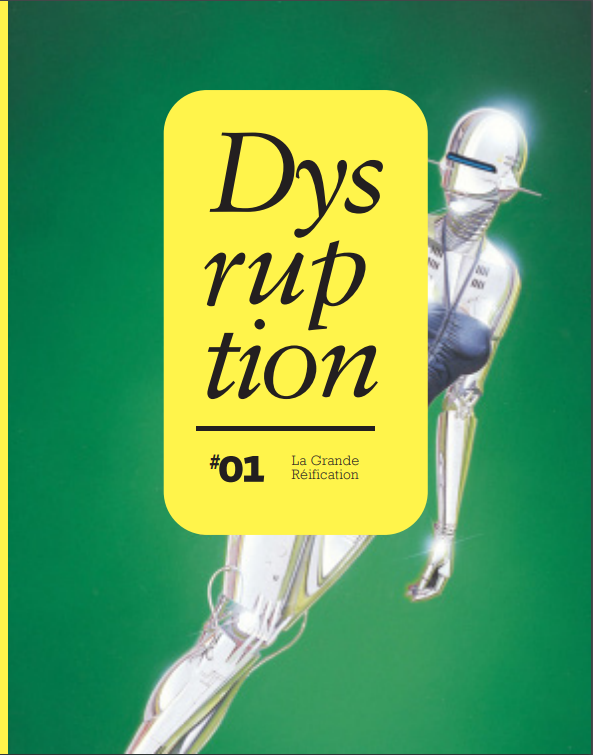 Couverture de Dysruption n° 1 : silhouette chromée sur fond vert