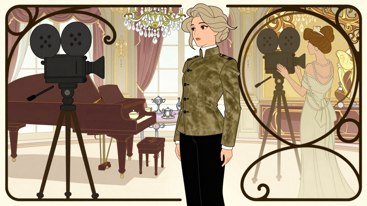 Illustration de l’article « La grande bourgeoisie au cinéma » : Flavie Romer dans une scène évoquant le texte, style Art nouveau