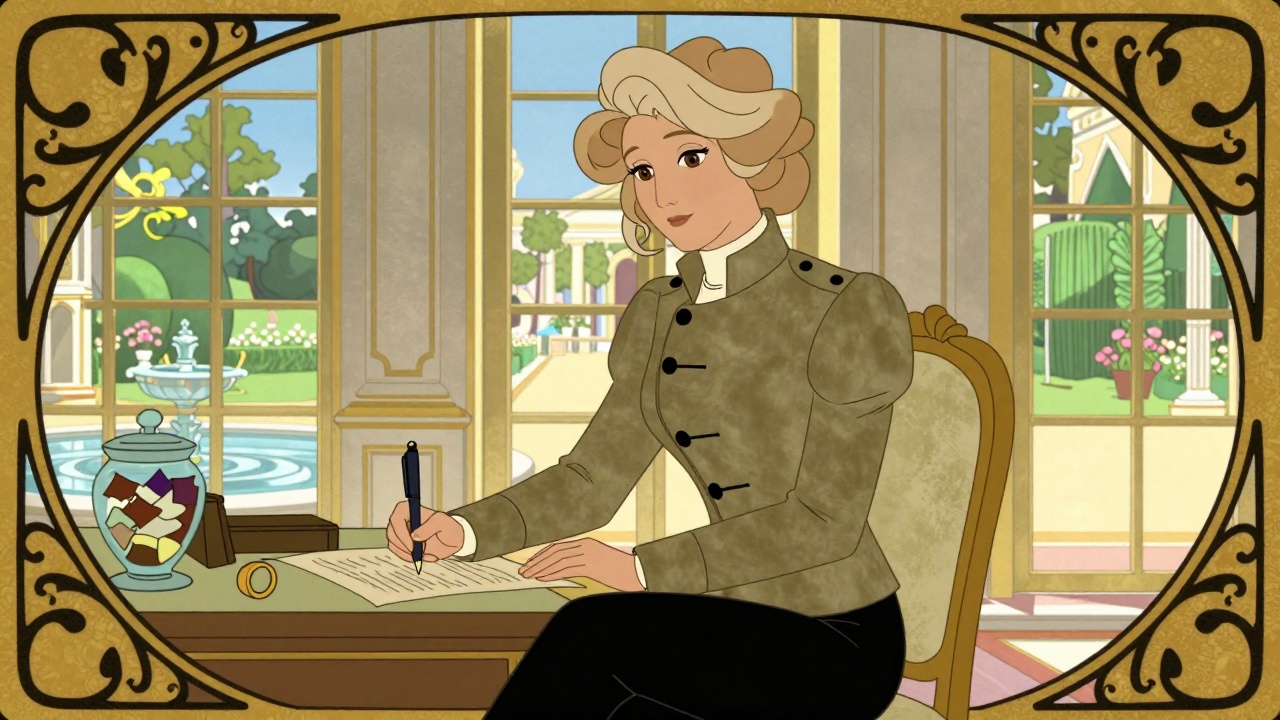 Illustration de l’article « Comme un enfant suce un bonbon… » : Flavie Romer dans une scène évoquant le texte, style Art nouveau
