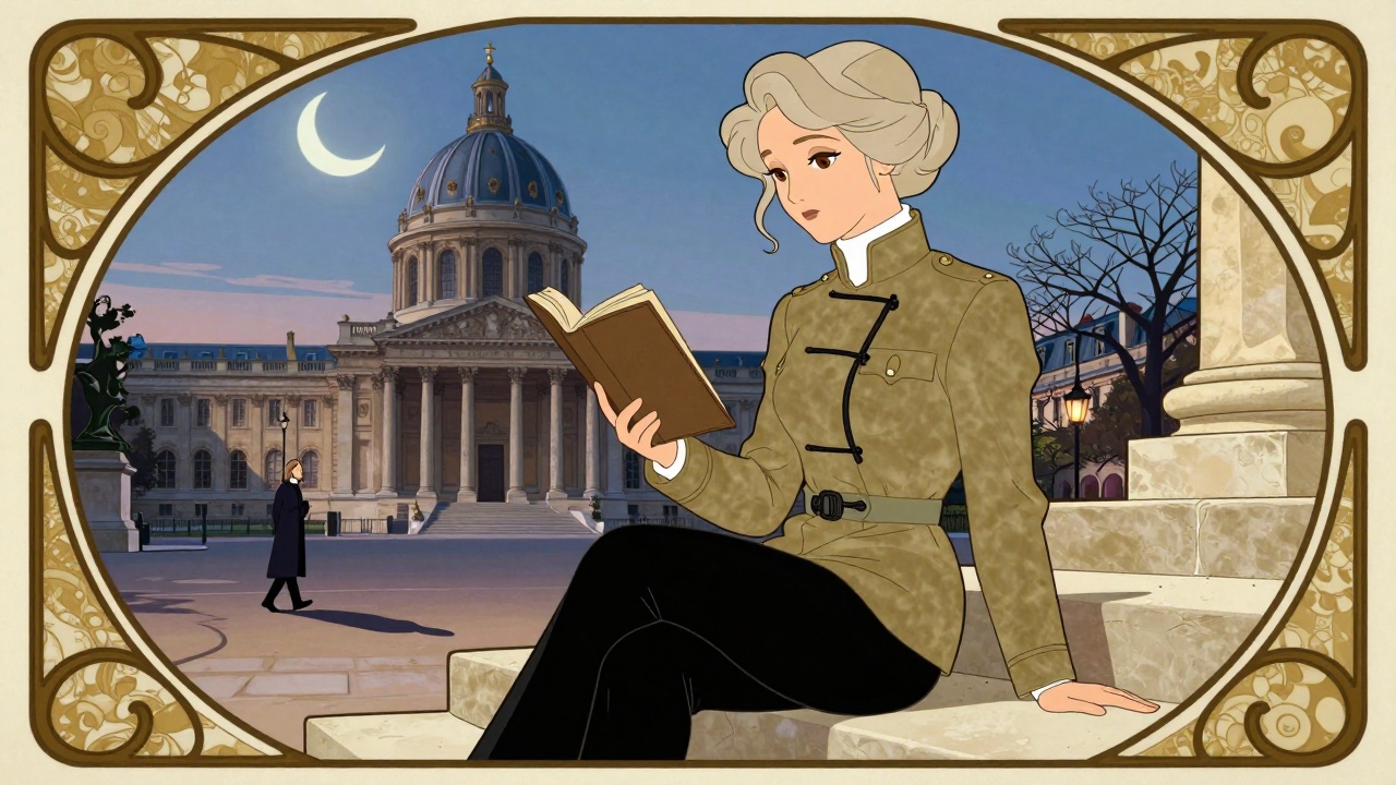 Illustration de l’article « Soumission, vu par Houellebecq » : Flavie Romer dans une scène évoquant le texte, style Art nouveau