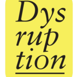 Logo Dysruption : mot « Dysruption » en noir sur un carré jaune